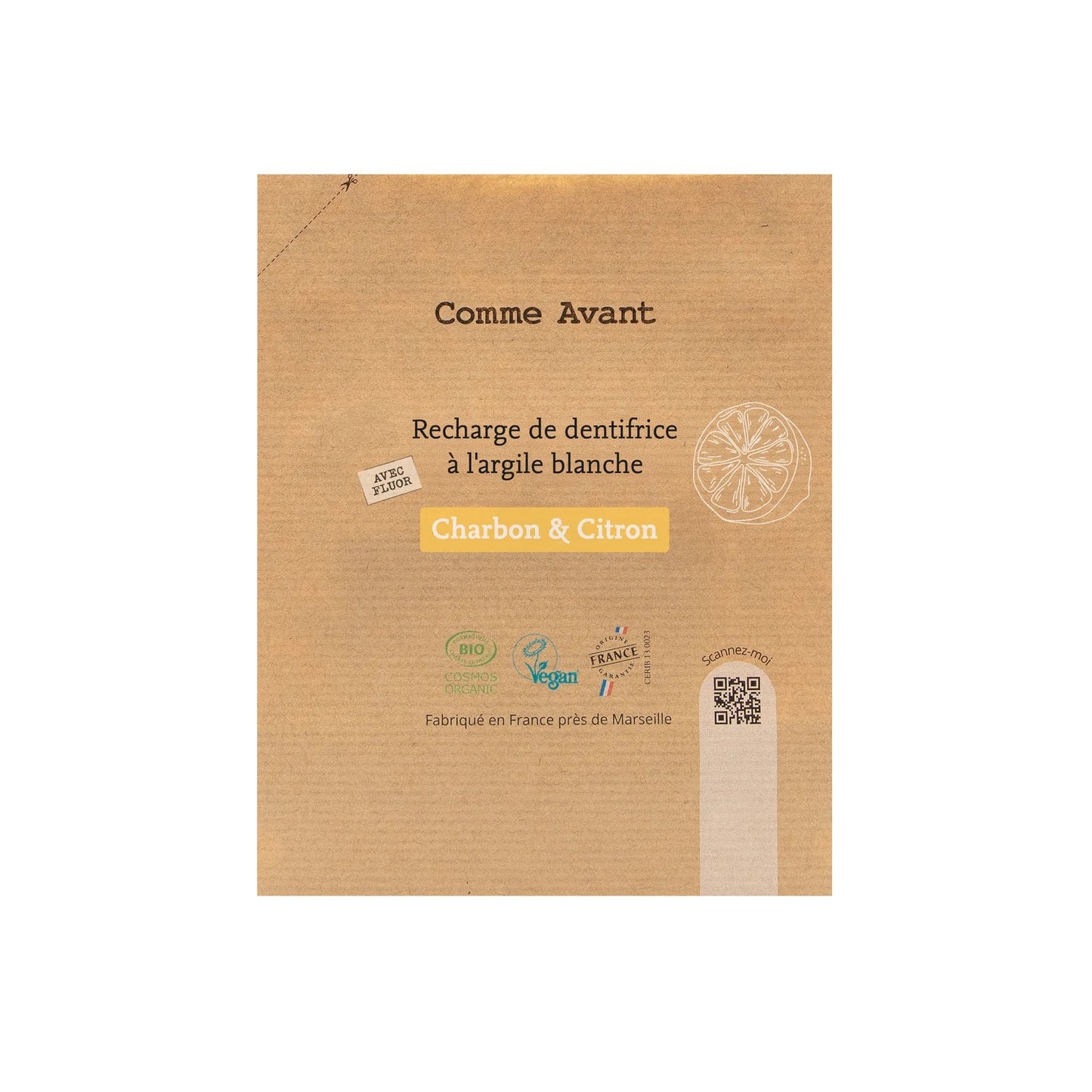 Recharge dentifrice charbon citron