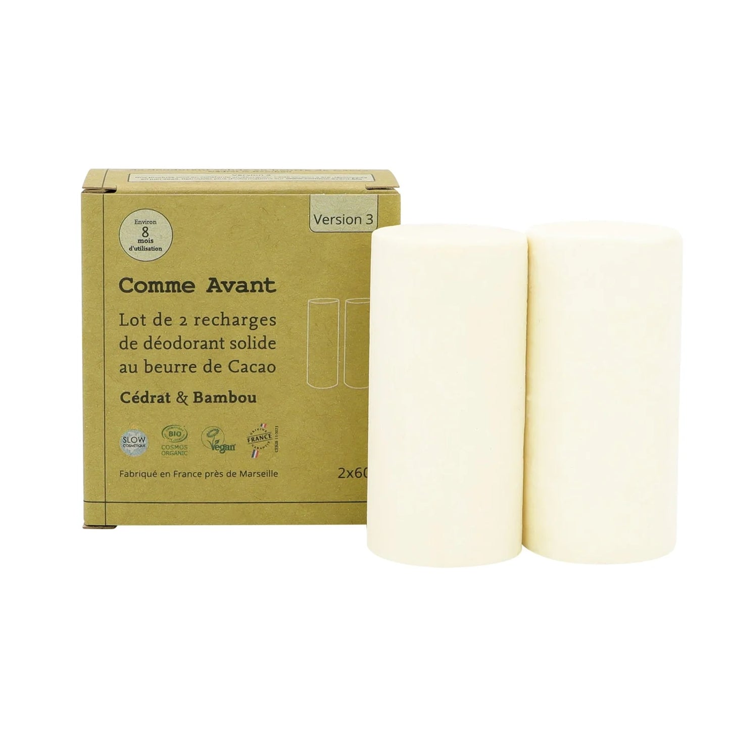 Lot de 2 recharges déodorant solide cédrat bambou