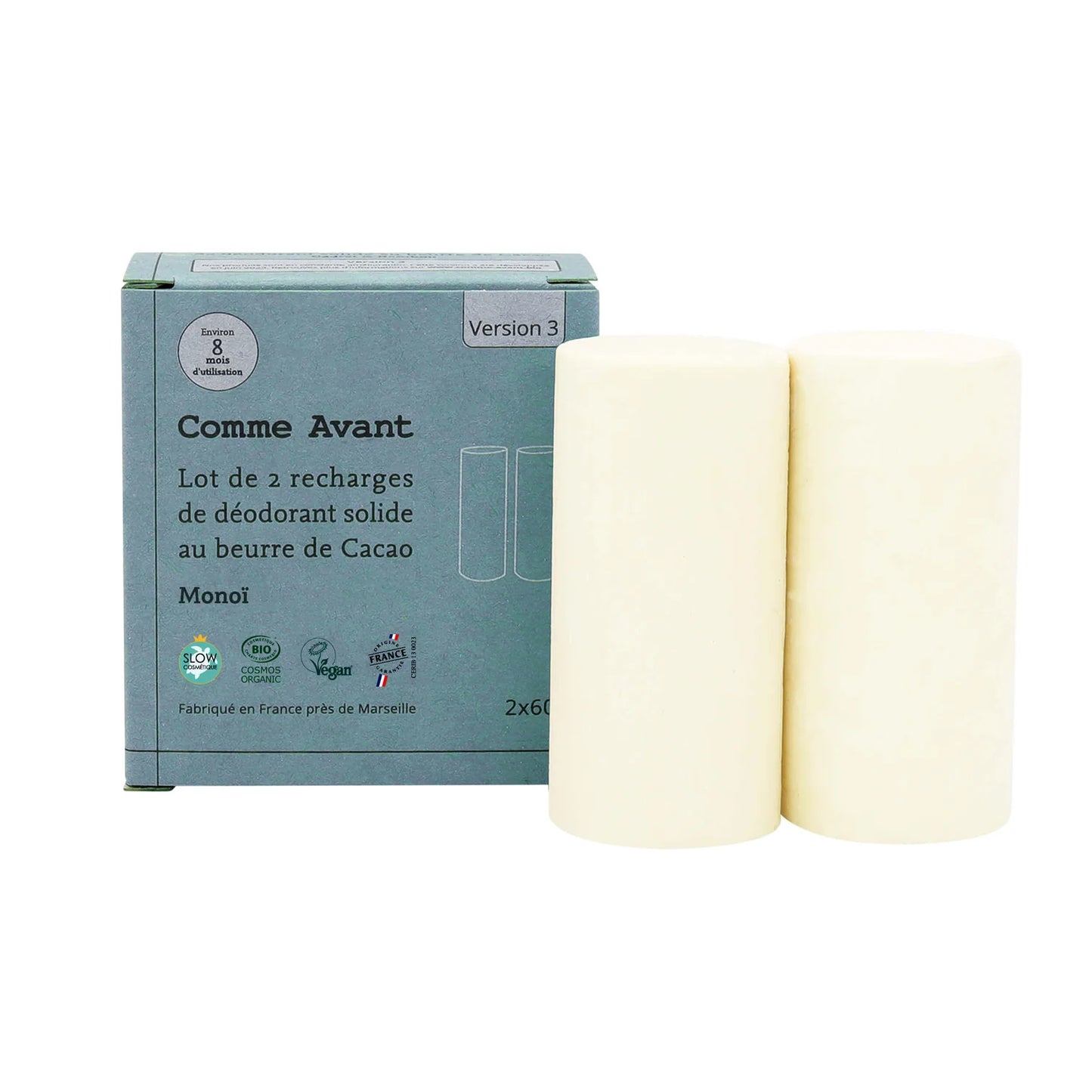 Lot de 2 recharges déodorant solide monoi