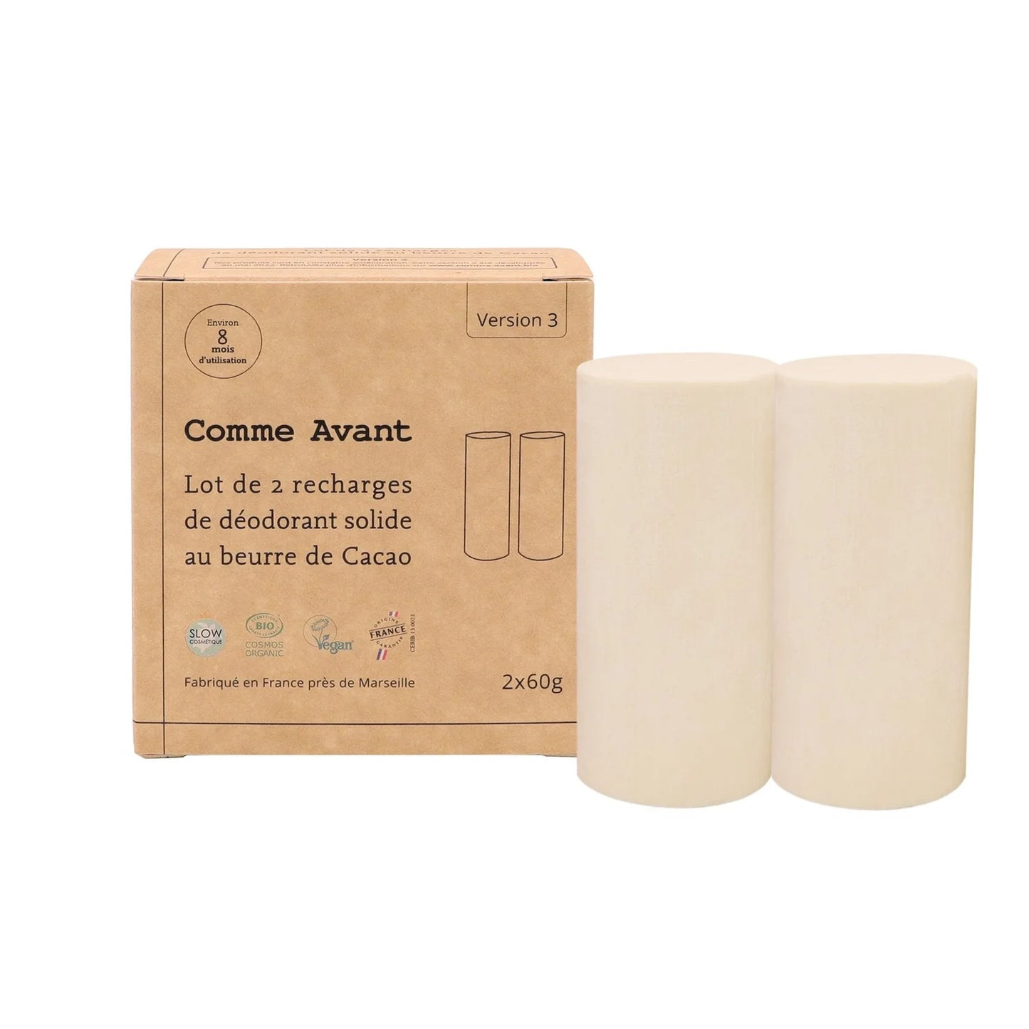 Lot de 2 recharges déodorant solide neutre