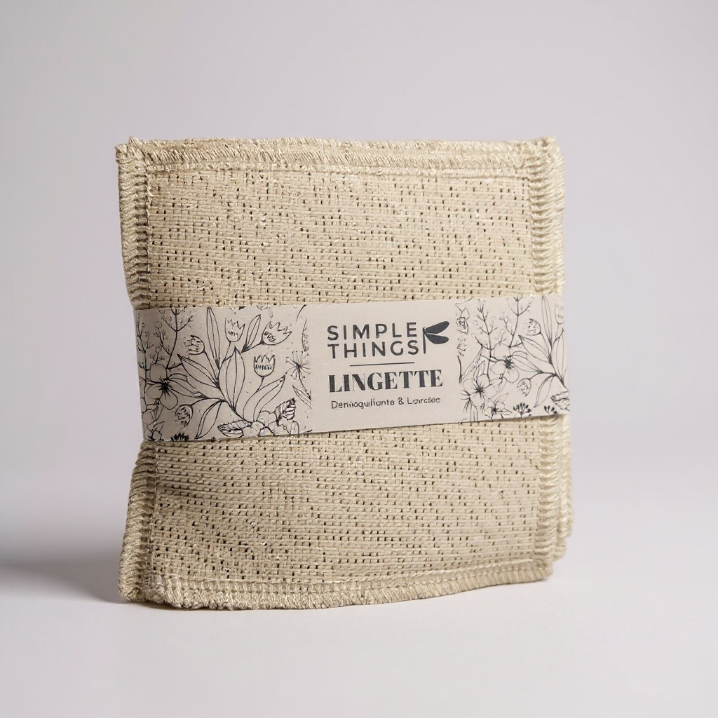 Lingette démaquillante lavable - Beige pailleté